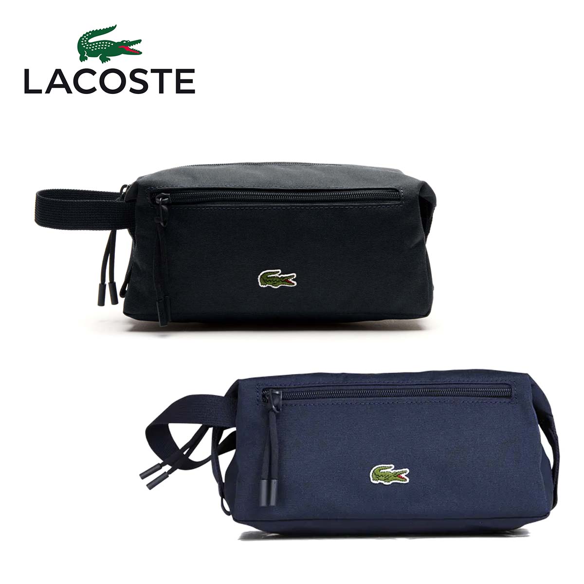 ラコステ バッグ メンズ 【ラッピング無料】LACOSTE ラコステ ナイロン セカンドバッグ ポーチ NH4098NE ブラック ネイビー 黒 紺 ワニ カートバッグ カートポーチ 軽量 小物入れ ポーチ コスメポーチ トイレキット ゴルフバッグ ハンドルバッグ ミニ