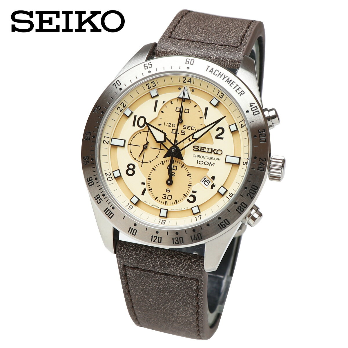 【SEIKO CRITERIA LIMITED MODEL】セイコー クライテリア 限定モデル SNDH43P1 ミリタリー クロノグラフ メンズ 腕時計 男性用 時計 多針 クロノ ストップウォッチ カレンダー 国産ムーブメント カーキ ブラウン レザーベルト 革ベルト ビジネスウォッチ