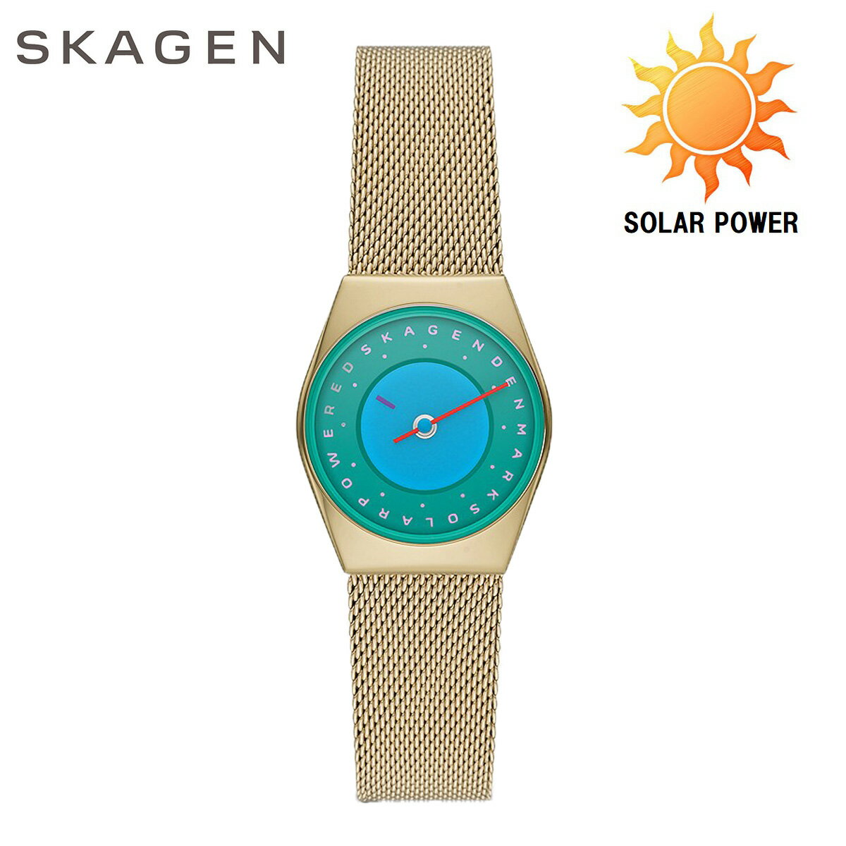 【ラッピング無料】SKAGEN SKW3087 GRENEN LILLE SOLAR HALO スカーゲン レディース ソーラー ゴールドトーン ステンレス メッシュウォッチ フリーサイズ 女性 アナログ シンプル ビジネス グリーン ブルー 北欧 シンプル エコ リサイクル SDGs ECO 薄型 軽量