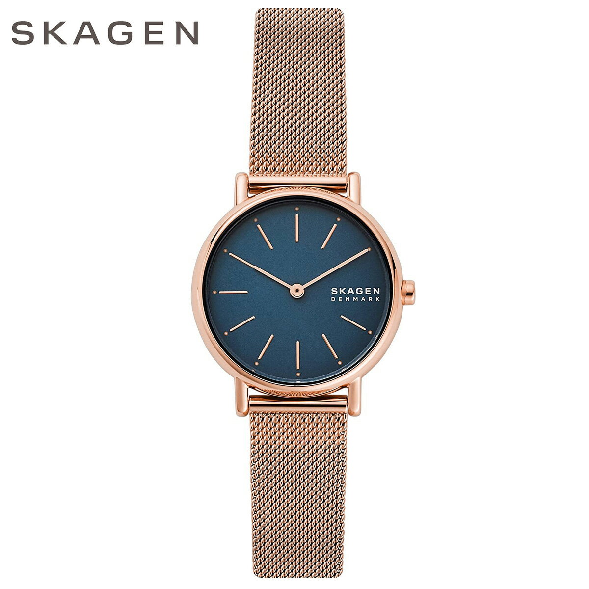 スカーゲン ビジネス腕時計 レディース 【サイズ調整無料】SKAGEN スカーゲン SKW2837 ネイビー ローズゴールド ブレスレットタイプ ウルトラスリム SIGNATUR シグネチャー ミニサイズ 女性用腕時計 レディーズウォッチ アナログ シンプル