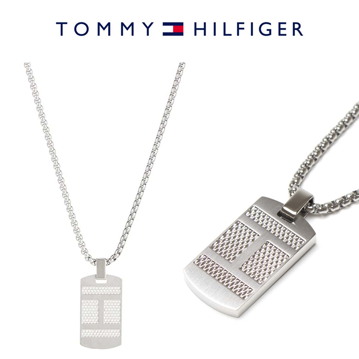 トミーヒルフィガー ネックレス TOMMY HILFIGER トミー アクセ DOGTAG ペンダント 2790316 ドッグタグ Hマーク ロゴ プレート シルバー アクセサリー メンズ 男性