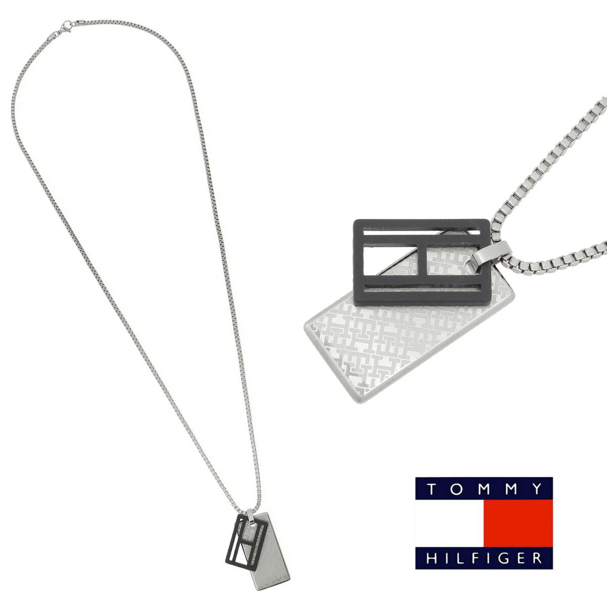 トミーヒルフィガー TOMMY HILFIGER DOGTAG メンズ 男性 ネックレス ペンダント 2790449 ダブル ドッグタグ トミーカラー プレート シルバー ブラック アクセサリー トミー アクセ ペア カジュアル お揃い ギフト プレゼント