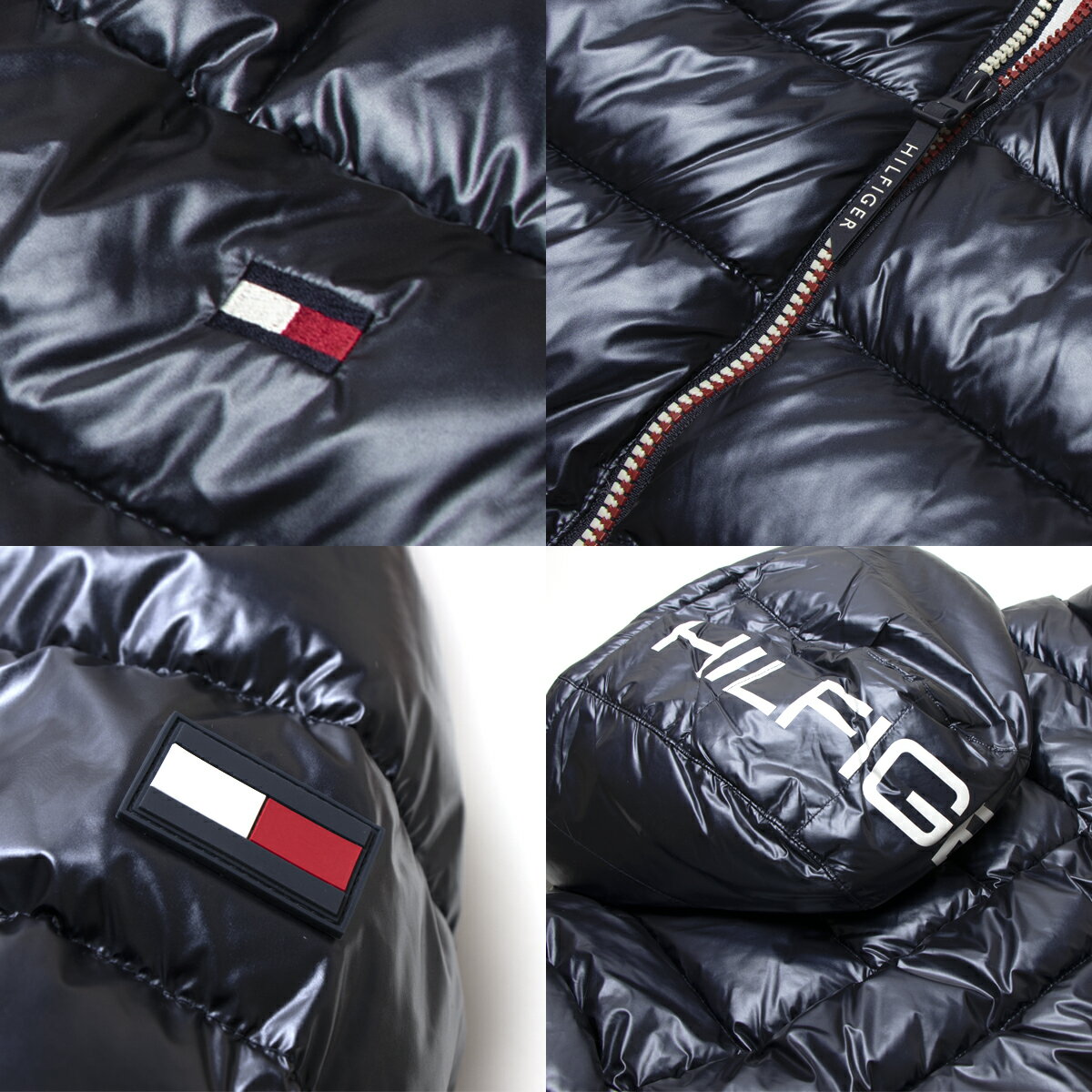 【ラッピング無料】tommy hilfiger トミーヒルフィガー ダウンジャケット 150AN214 トミー ボア アウター ジャンパー トップス コート フルジップ 中綿 フード 男性 ネイビー ブラック ソフトシェル 撥水加工 裏起毛 秋冬 上着 長袖 防寒 ダウン ウエア