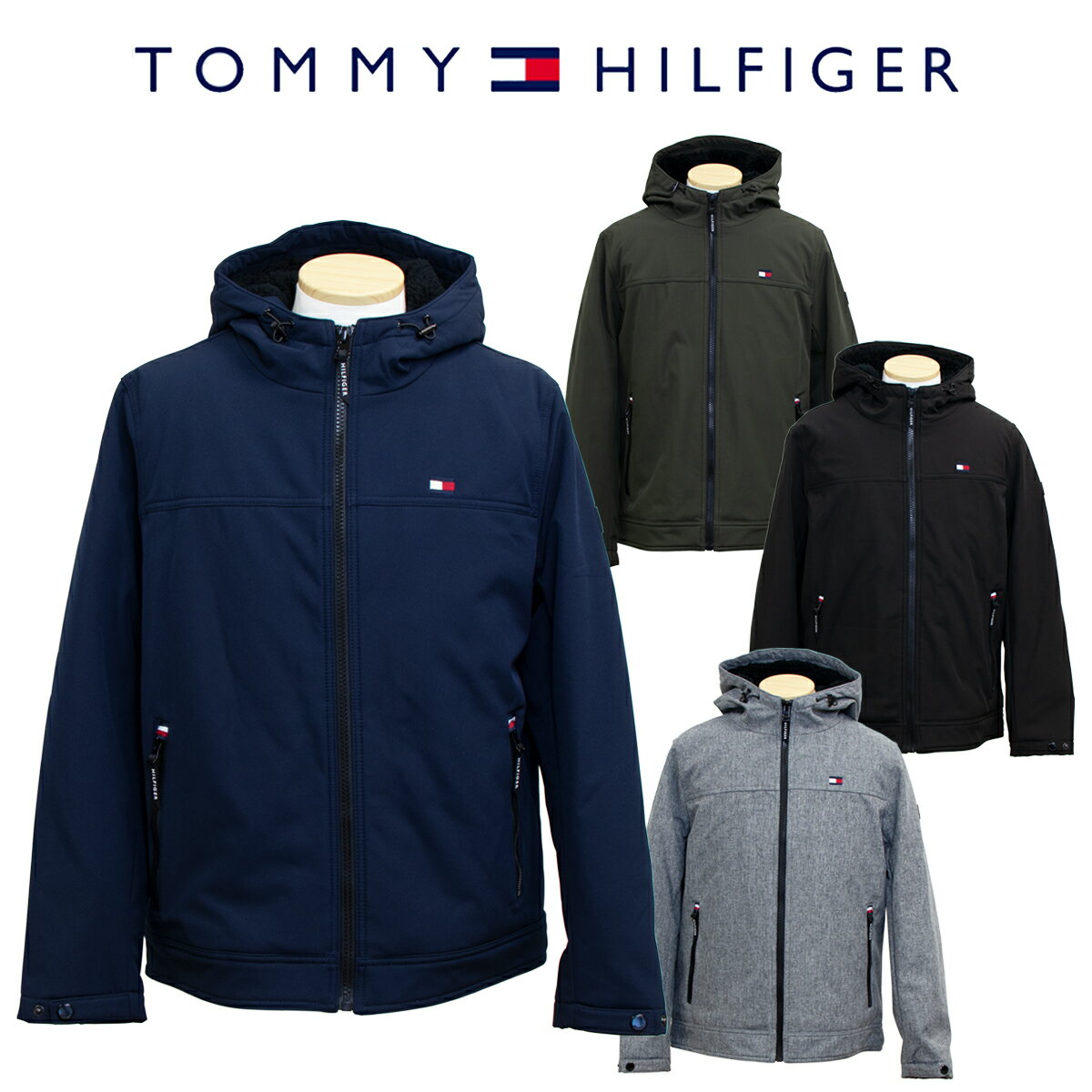 【ラッピング無料】tommy hilfiger トミーヒルフィガー フーディージャケット 151AP588 メンズ アウター ジャケット コート ミリタリージャケット フード ジップ 裏ボア 男性 ネイビー ブラック 杢グレー ヘザーグレー カーキ ソフトシェル 撥水加工 ウエアのサムネイル