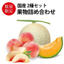お中元 夏ギフト くだもの詰め合わせ フルーツセット 北海道産 赤肉メロン1個/山梨県産 桃4個 甘くてジューシー、なめらかな食感の赤肉メロンと果汁たっぷりの甘...