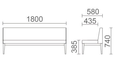 ロビーチェア W1800 肘なしタイプ AICO【ビニールレザー】 [3]