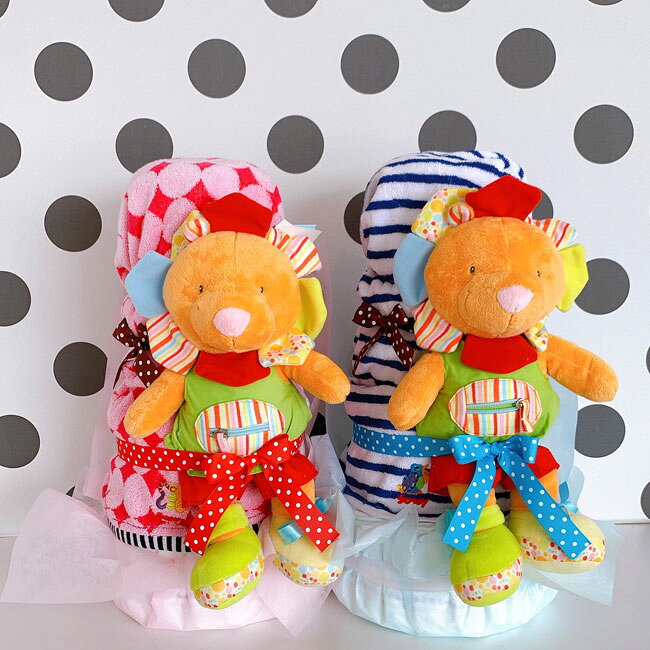 おむつケーキ　Sassy　サッシー 4段オムツケーキ　おむつ70枚！出産祝い　ぬいぐる...