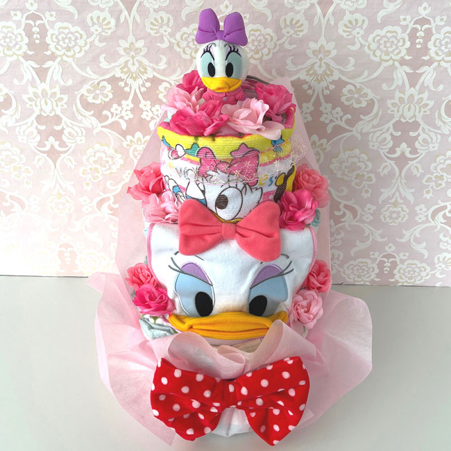ディズニー おむつケーキ 女の子 出産祝い デイジーダック オムツタワー ドナルド...