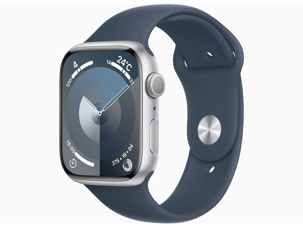 Apple Watch Series9 45mm MR9D3J/A [シルバー/ストームブルースポーツバンド S/M]【お取り寄せ（1週間から10営業日程度）での入荷、発送】