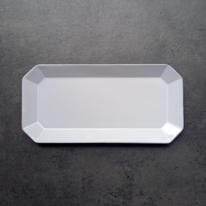 【 デ プレ 8角 長方形プレート 24.5cm 】【 ホワイト 】 長角皿 長皿 白いお皿 前菜 シック かっこいい シンプル 食洗機使用可 電子レンジ対応可