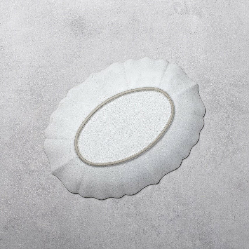 【 稜花 楕円皿 24cm 】【 白百合 】 和食器 和食 和カフェ カフェ食器 和モダン 和風 白い器 白いお皿 長方形プレート シック シンプル 人気食器 料理写真 食洗機対応 電子レンジ対応