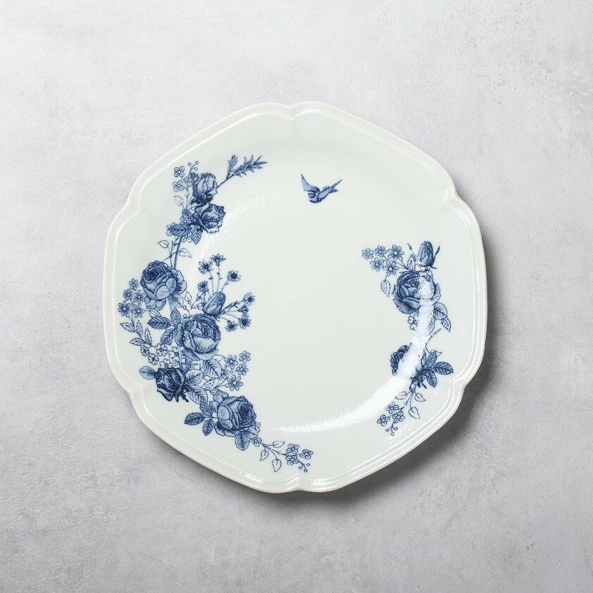 新商品 Blue Rose 【 ブルーローズ 】【 8.0 丸皿 サークルプレート 24cm 】 クラシカルローズ 大皿 ワンプレート ランチプレート アンティーク風 洋食器 洋食 洋皿 洋風居酒屋 カフェ食器 和カフェ 料理教室 パン教室 結婚祝い 新築祝い 食洗機対応 電子レンジ対応