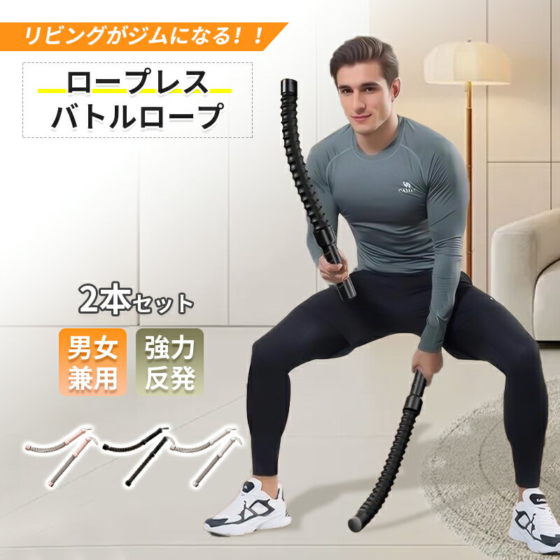 ロープレス バトルロープ 2本セット トレーニングロープ コードレス 全身トレーニング 器具 フィットネ..