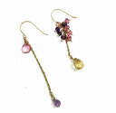 K10 ピアス ビーズ チェーン フックピアス ゴールド ピンク パープル 金 両耳 アクセサリー ジュエリー 揺れる【中古】JA-17679(4)