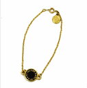 MARC BY MARC JACOBS マークバイ マークジェイコブス ブレスレット ロゴ プレート チェーン ゴールド ブラック GP レディース【中古】JA-18541(4)