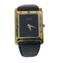 グッチ（GUCCI）スクエアクオーツウォッチ　ローマ数字　ユニセックス　腕時計 ブラック×ゴールド 4200M カードあり【中古】KB-8043
