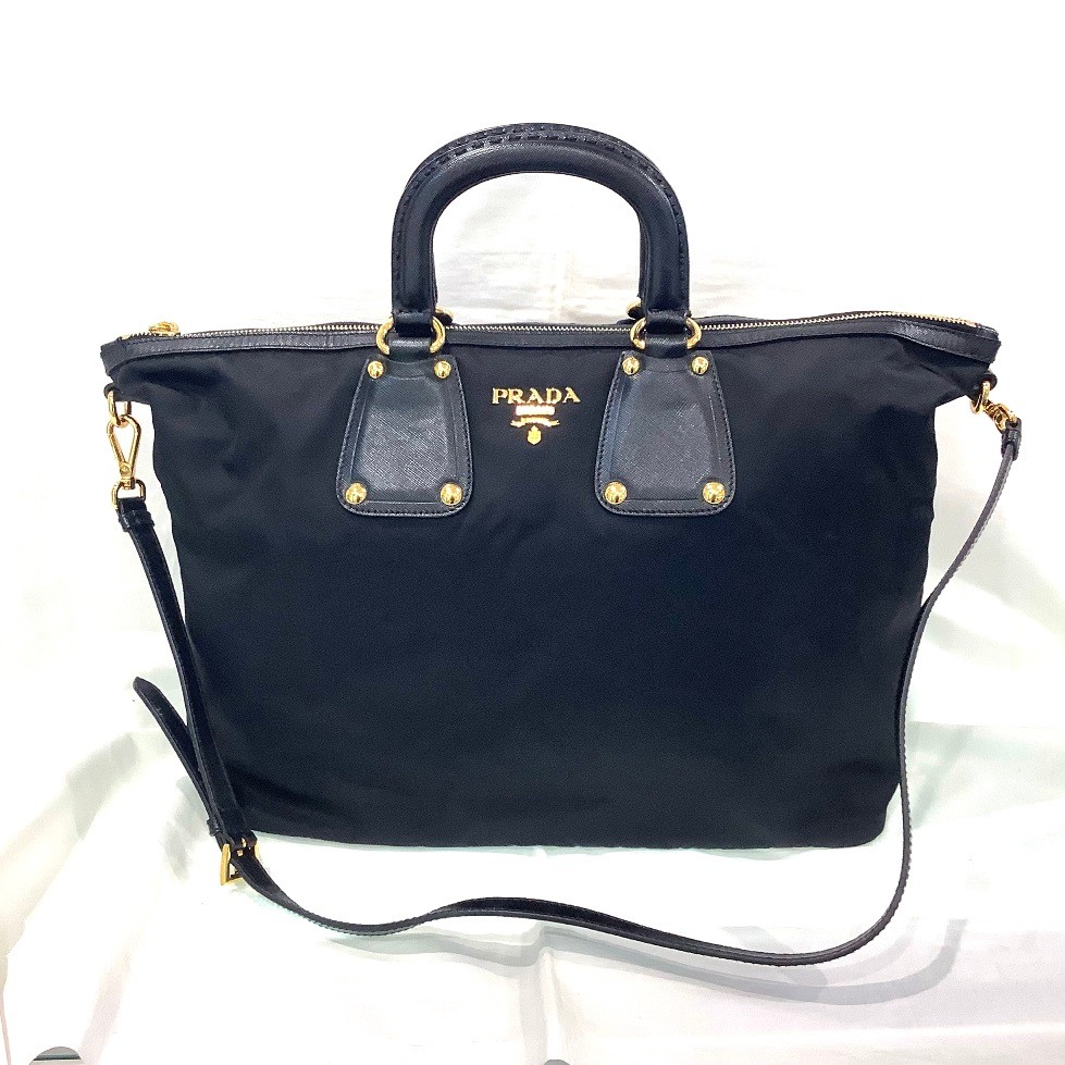 プラダ(PRADA) ナイロン×サフィアーノレザー 2WAYショルダー BN2001 ブラック 【中古】 KB-8136