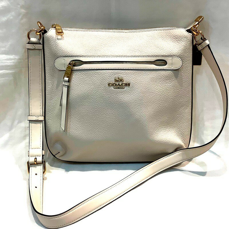 【美品】コーチ（COACH） ペブルド レザー斜めかけショルダーバッグ F34823 オフホワイト レザーバッグ アウトレット【中古】KB-8232