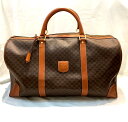 セリーヌ(CELINE)マカダム柄ボストンバッグ 南京錠+鍵2個付き 約50cm 旅行カバン 旅行バッグ トラベルバッグ ハンドバッグ【中古】KB-9681(4)