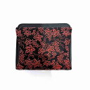 印傳屋 鹿革 漆 葡萄唐草 財布 ブラック×レッド インデンヤ 小物 伝統工芸品 【中古】 JA-20607