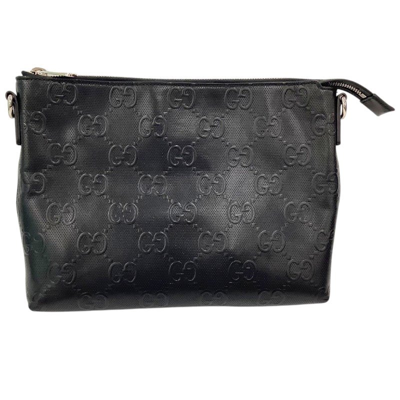 GUCCI GGエンボス ミディアムメッセンジャーショルダー ブラック クラッチ バッグ グッチ 696009.520981 【中古】 JA-24361