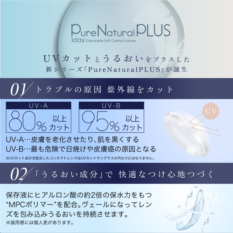 コンタクト ピュアナチュラル ワンデー プラス 55UV MOIST IN 1箱30枚 1day 高含水...