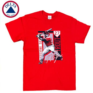 DELTA APPAREL / LA ANGELS TROUT COLORBLOCK MEN'S T-SHIRT / デルタアパレル / SPORTS GRAPHIC TEE / TEE / ベースボール / エンゼルス / マイク・トラウト / CREW NECK TEE / クルーネック Tシャツ / Tシャツ / 半袖 / SHORT SLEEVE / メンズ / MLB-1057F