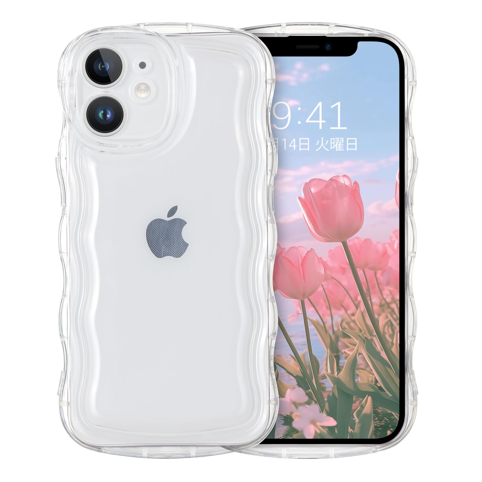 GUAGUA iPhone 12mini ケース クリア ウェーブ いphone 12mini 透明 うねうね ケース TPU 人気 バンパー 耐衝撃 超軽量 薄型 ワイヤレス充電対応 ストラップホール付き アイフォン12mini スマホ ケース 5.4インチ用 カバー（クリア 純透明 ）