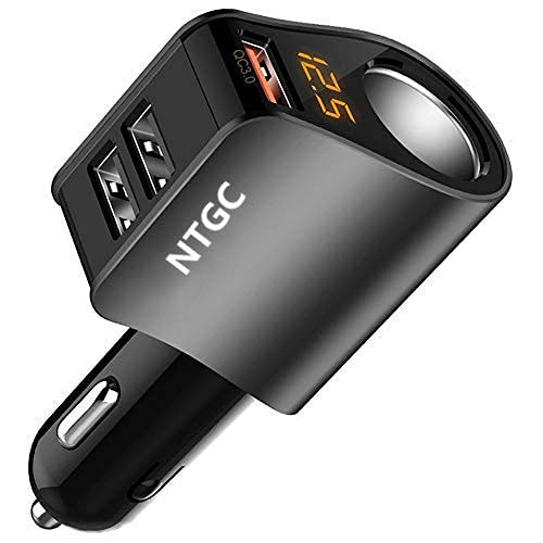 カーチャージャー シガーソケット USB車載充電器 分配器 QC3.0 80W/5V ライター 3USBポート 急速充電 LED付 オート電圧測定 スマート識別 12V/24V車 Android/iOSに適用（ブラック）