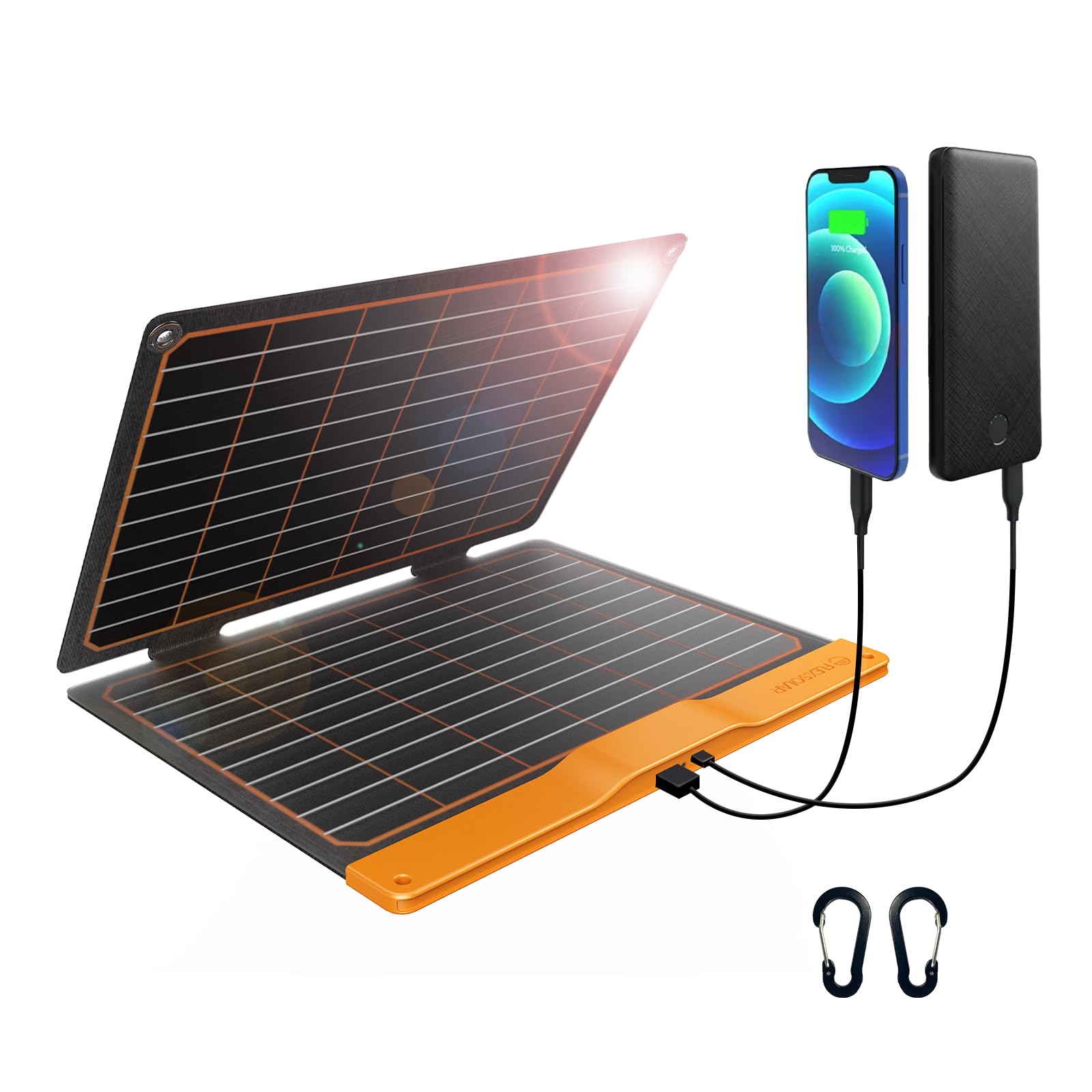 FlexSolar ソーラーパネル 20W 5V ポータブルソーラー充電器 IP67防水USB-A QC3.0 USB-C出力付き スマートフォン/iPhone/iPad/Laptop/Galaxyアウトドアキャンプサバイバル用