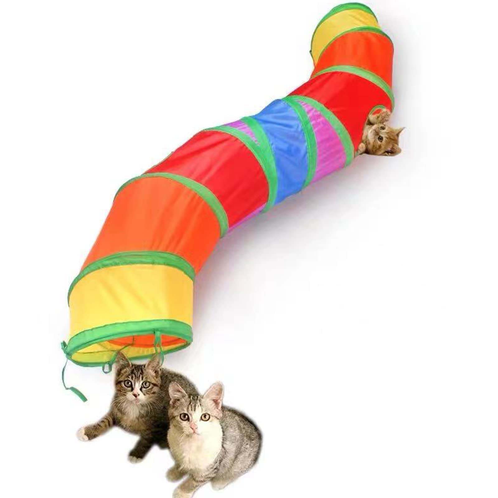 トンネルペット用の おもちゃ トンネル ペット玩具, 猫トンネル ペット用品おもちゃ キャットトンネル 折りたたみ式3つのトンネル 子犬 うさぎ フェレットなど噛むおもちゃ ボールに付き (マルチカラー)