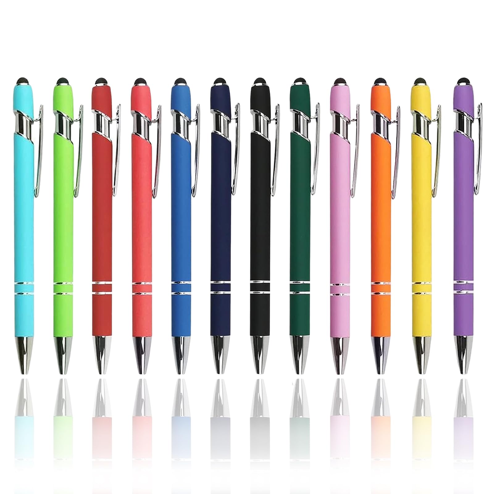 LIANHATA タッチペン ボールペン付き 2 in 1 12本セット 多機能ボールペン 黒インク スタイラスペン タブレット タブレット スマートフォン用 軽量 使いやすい (2in1ボールペン)