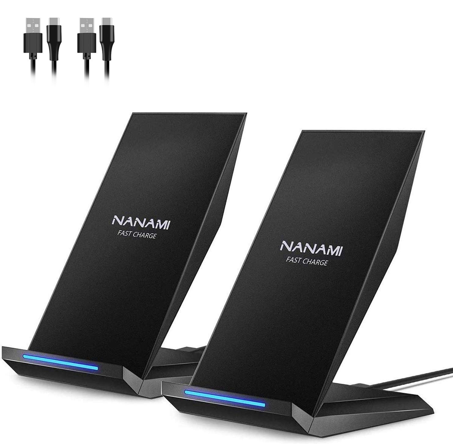 NANAMI ワイヤレス充電器 Qi急速 充電スタンド 2台セット 置くだけ充電器 15W/10W/7.5W iPhone 15/14/13/12 (Pro/Pro Max/Mini) SE第二世代/11Pro/Xs (Max)/XR/8(Plus) Galaxy S23(Ultra)/S22(Ultra)/S21/S20 Xperiaなど 全機種対応 母の日ギフト ブラック