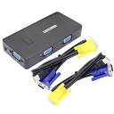 CERRXIAN kvm switch VGA KVM スイッチVGA切替器 pc切替器 2台 usb 切り替えスイッチ 2ポート デスクトップタイプ KVMスイッチ 解像度1920X1440 VGA帯域幅500MHz モニター、プリンター、キーボード・マウス用 赤外線インターフェース付き