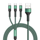 RAVIAD 3in1 充電ケーブル USB ケーブル 3A 急速充電 充電コード USB Type C ケーブル Micro USB ケーブル Phone 充電ケーブル 3台同時給電可能 Phone Android タイプC Galaxy Kindle 等全機種対応 超高耐久 - 1.2M グリーン(2)