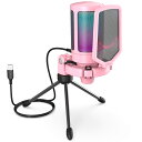 FIFINE USBコンデンサーマイク RGBライティング カーディオイド指向性 プラグ&プレイ パソコン/プレステマイク AmpliGame A6VP