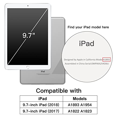 JEDirect 子供用 iPad 9.7インチ ケース (第6/5世代、2018/2017モデル) 液晶保護フィルム付き 耐衝撃 フルボディハンドルスタンド タブレット保護カバー (パープル)