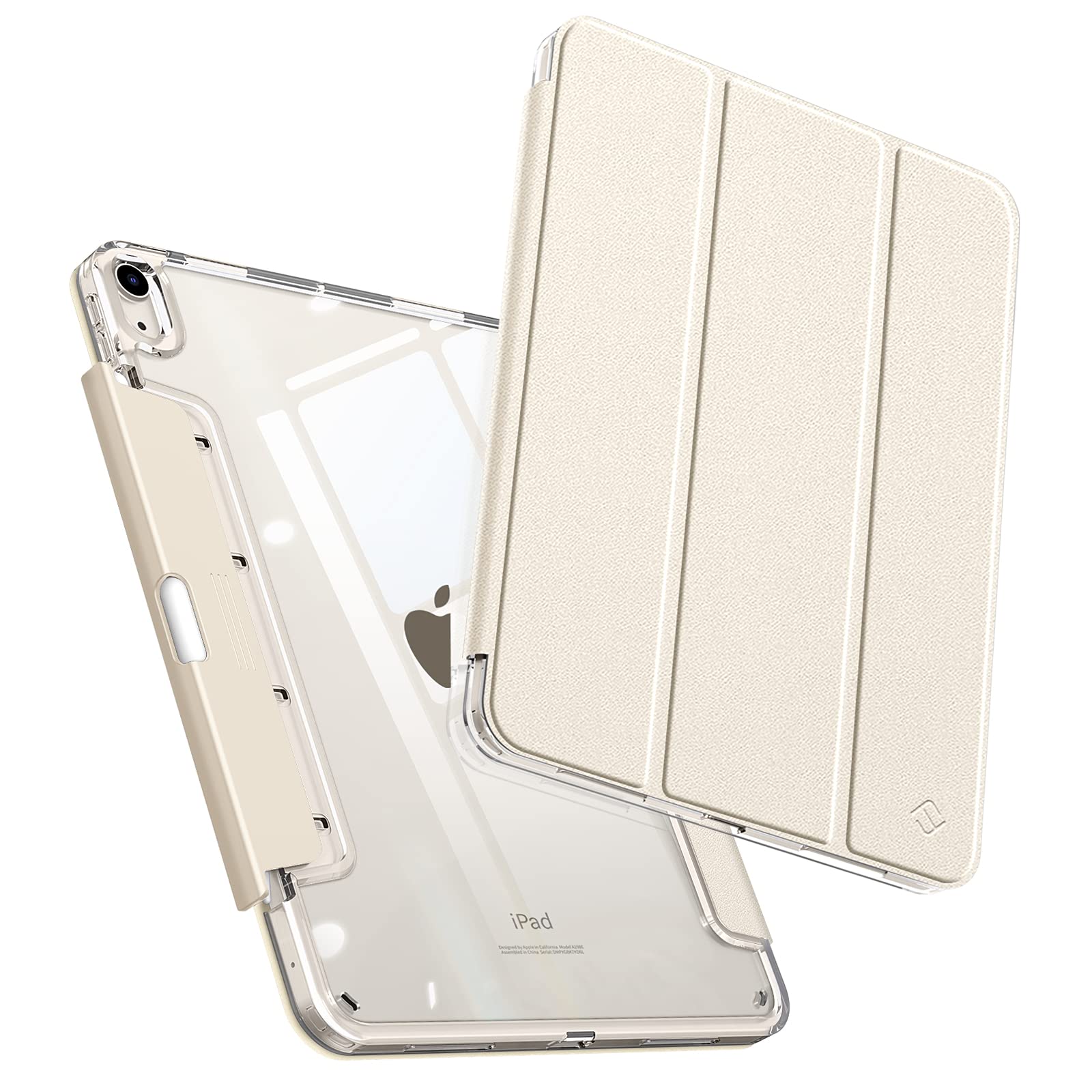 Fintie iPad Air 11インチ ケース 2024 / iPad Air 5 ケース 2022 / Air 4 ケース 2020 10.9 インチ 透明バックカバー 引き出し式ペンホルダー Apple Pencil 収納可能 Apple Pencil 2 ワイヤレス充電対応 三つ折スタンド スリープ機能 軽量 薄型 傷つけ防止 PU合成レザー