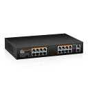 keepLiNK スイッチングハブ 16ポートGiga PoE (240W、 Giga PoE+ x16、Giga Uplink x2、1.25G SFP x1) 金属筺体 静音ファンレス 設定不要(2)