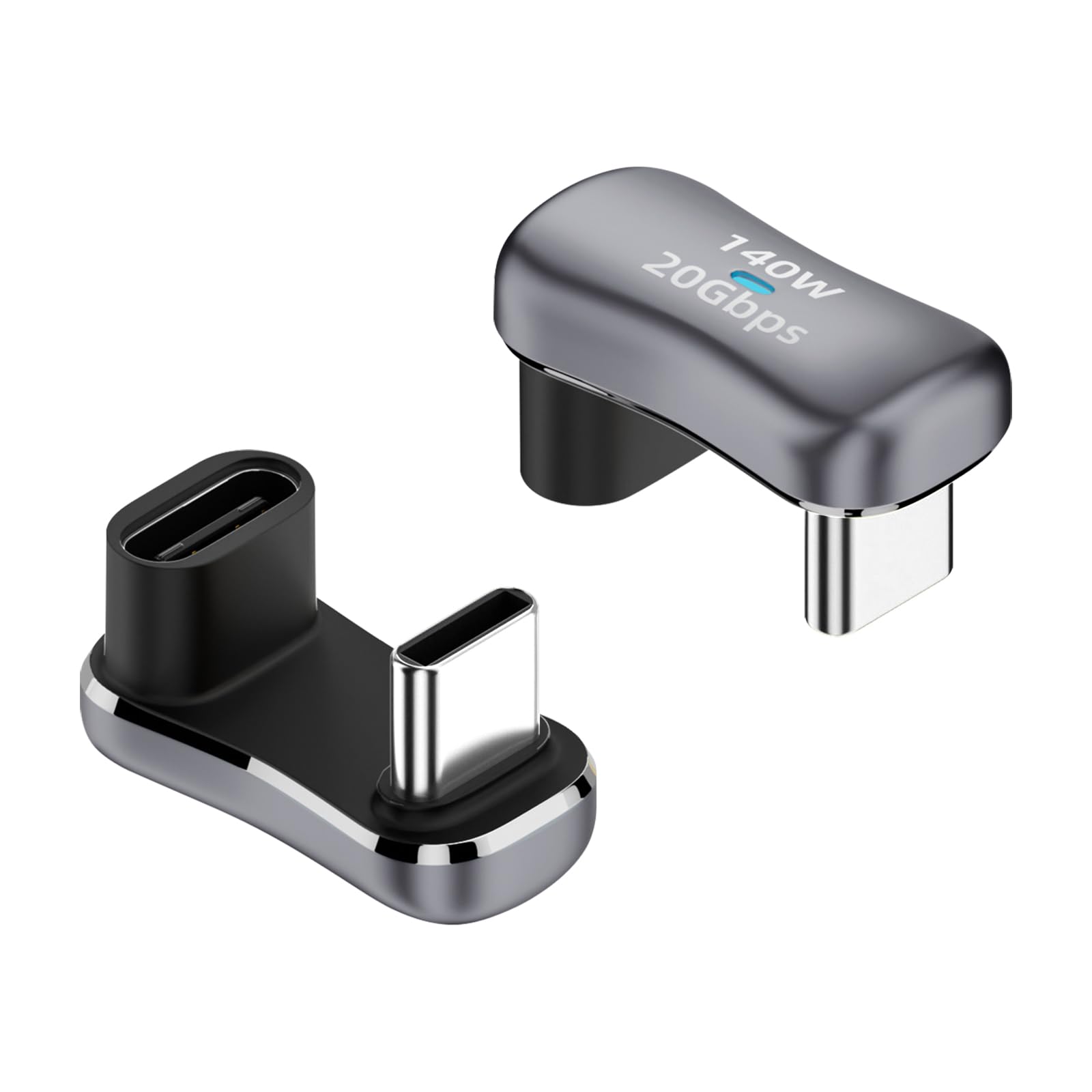 【送料無料】Duttek USB C 180度アダプター140W、U字型USBCからUSBCアダプター、0.4インチの間隔をもつU字型エクステンダーコネクター、20Gbpsの4K@60HZビデオをサポート、Steam Deck、スイッチ、タブレット、電話に対応、2個セット