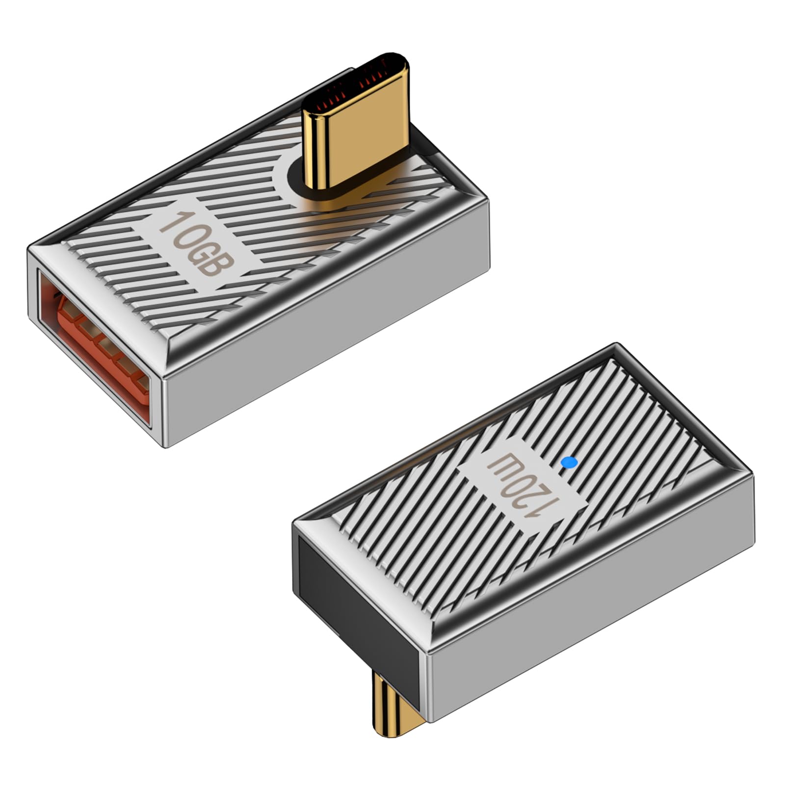 【送料無料】Duttek L字USB-C USB-A アダプタは、120W 10Gbps USB-Cオス USBメス 変換アダプタ, 亜鉛合金製の両面USB AからUSB Cアダプターで、高速データ転送と高速充電を提供します。これは、ラップトップ、充電器、パワーバンクなどに使用することができます。（2個)