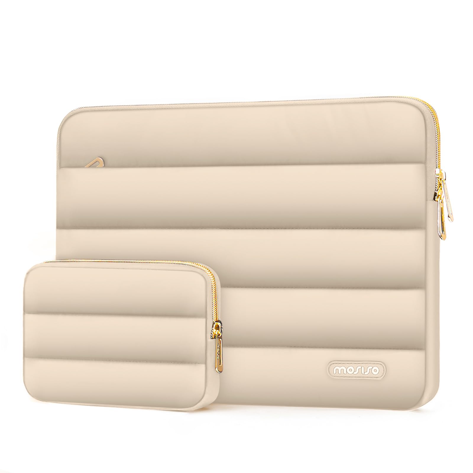 MOSISO ふわふわなラップトップスリーブケース 対応機種 MacBook Pro 16 インチ M3 M2 M1 2024-2019 Pro/Max A2141/Pro Retina 15 A1398、15-15.6 インチ ノートパソコン、小さなケース付き ポリエステル 横型バッグ (杏色)