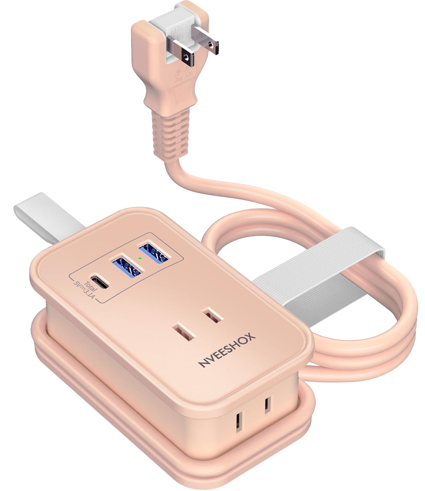 延長コード タイプc NVEESHOX 2M 電源タップ usb付き コンセントタップ 3個AC差込口 1USB-Cポート 2USB-Aポート 小型軽量 テーブルタップ 蛸足コンセント 出張/旅行