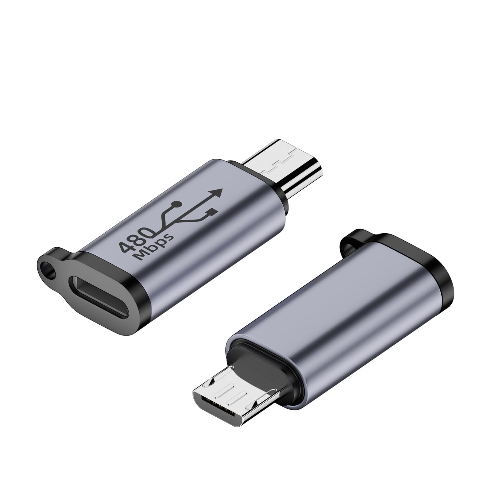 【送料無料】SZSL ライトニング (メス) - マイクロUSB (オス) 変換アダプター ライトニング to Micro USB 変換 コネクタ 充電とデータ転送 紛失防止 アルミニウム合金 小型 簡単に持ち運 Xperia/Galax y/Nexusなど Micro USB 設備対応 (2個セット)