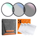 K&F Concept 77mm レンズフィルターセット ND4フィルター+PL偏光フィルター+UV保護フィルター+クリーニングクロス+フィルターケース 光学ガ...