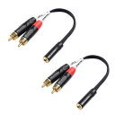 Cable Matters RCA 3.5mm ステレオオーディオ スプリッター変換ケーブル 2本セット デュアル RCA 3.5mm 変換アダプタ ブラック