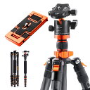 K&F Concept カーボン三脚 カメラスマホ 三脚 超軽量 コンパクト 5段 172cm 一脚可変式 耐荷重10kg 中心軸反転 360度回転自由雲台 予備用クイックリリースプレート三脚ケース付き 一眼レフカメラ トラベル用