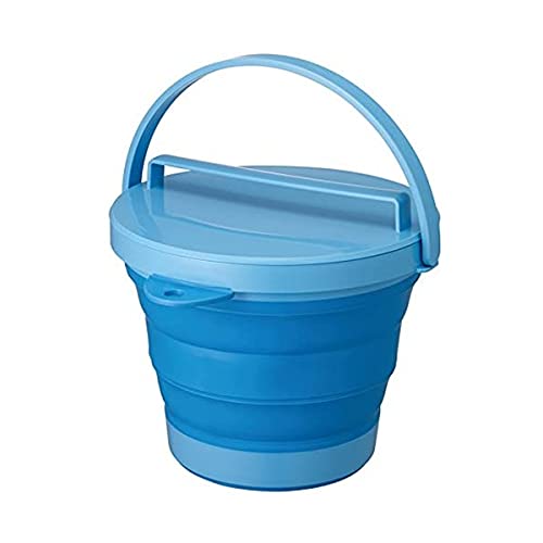 【送料無料】伊勢藤 ソフトバケツ フタ付き ブルー