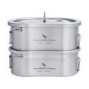 Boundless Voyage チタン 飯ごう 錆びない アウトドア用ハンゴウ 兵式 折りたたみハンドル付 アウトドア キャンプ用品 バーベキュー BBQ用 600ml+300ml クッカー Ti2046C(4)