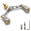 HEIGHTEN 改良 95mm リール ハンドル 4色 シマノ ダイワ 通用 スピニングリール用 70航空アルミ製 (Gold&Gunmetal) (148)(4)